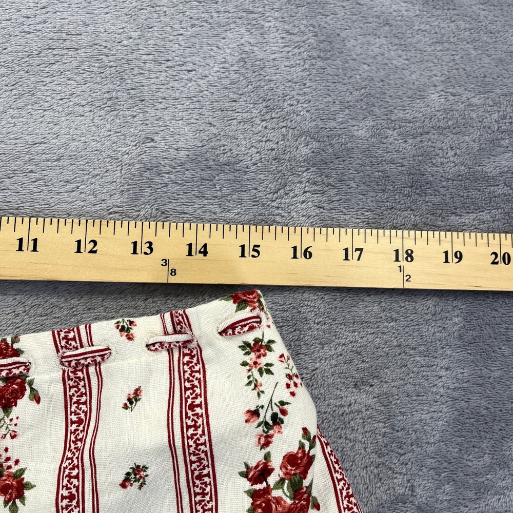 Joie Floral Tiered Midi Skirt L Cream Red Linen Boho Cottagecore Prairie Peasant - Picture 6 of 8